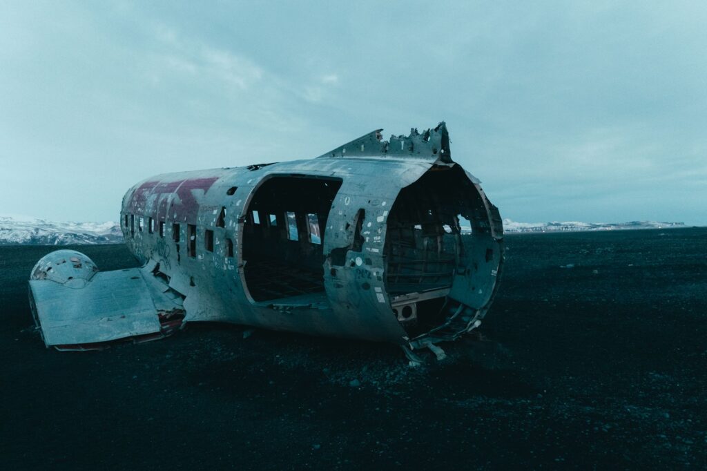 Explore the eerie wreck of a crashed plane on Iceland's Solheimasandur beach.